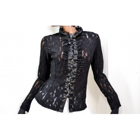 Blusa "Mozart" Negra de Encaje